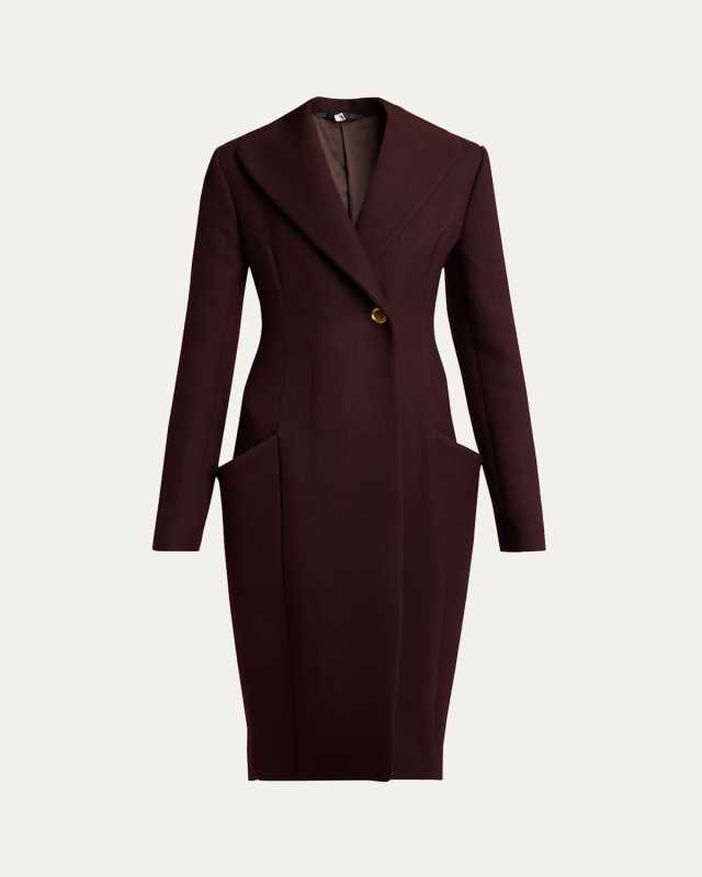 Tailored One-Button Wool Coat